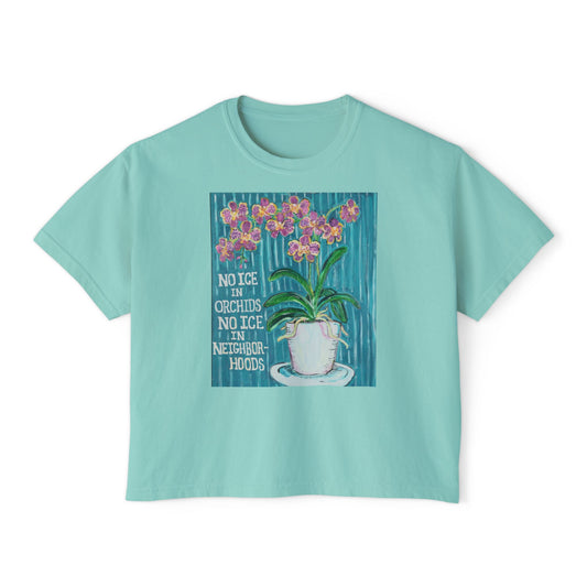 No ICE in Orchids- Women's Boxy Tee