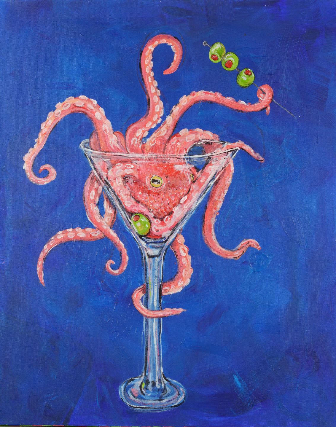 Martini octopus original painting